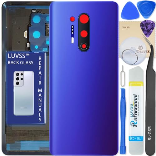 LUVSS Akkudeckel Kompatibel für OnePlus 8 Pro Rückseite Glas Deckel Backcover Ersatz Reparatur Set (Lila) von LUVSS
