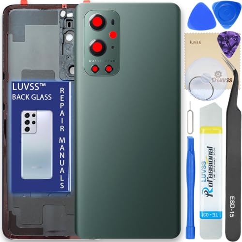 LUVSS Akkudeckel Kompatibel für OnePlus 9 Pro Rückseite Glas Deckel Backcover Ersatz Reparatur Set (Grün) von LUVSS