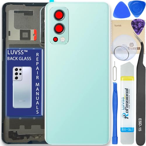 LUVSS Akkudeckel Kompatibel für OnePlus Nord 2 5G Rückseite Glas Deckel Backcover Ersatz Reparatur Set (Grün) von LUVSS