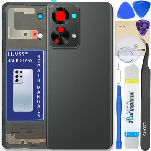 LUVSS Akkudeckel Kompatibel für OnePlus Nord 2T 5G Rückseite Glas Deckel Backcover Ersatz Reparatur Set (Grau) von LUVSS