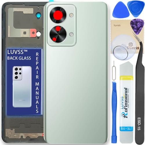 LUVSS Akkudeckel Kompatibel für OnePlus Nord 2T 5G Rückseite Glas Deckel Backcover Ersatz Reparatur Set (Grün) von LUVSS