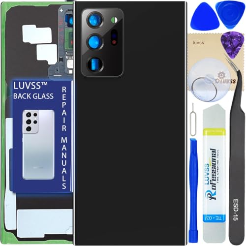 LUVSS Akkudeckel Kompatibel für Samsung Galaxy Note 20 Ultra Rückseite Glas Deckel Original Backcover Ersatz Reparatur Set SM-N980B/DS (Schwarz) von LUVSS