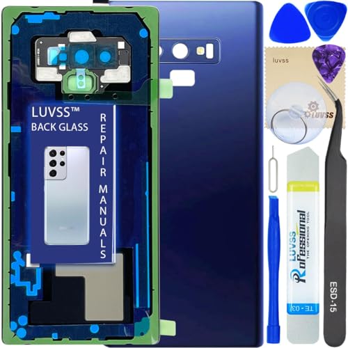 LUVSS Akkudeckel Kompatibel für Samsung Galaxy Note 9 Rückseite Glas Deckel Original Backcover Ersatz Reparatur Set SM-N960F/DS (Blau) von LUVSS