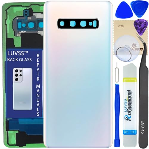 LUVSS Akkudeckel Kompatibel für Samsung Galaxy S10+ Plus Rückseite Glas Deckel Original Backcover Ersatz Reparatur Set SM-G975F/DS (Weiß) von LUVSS