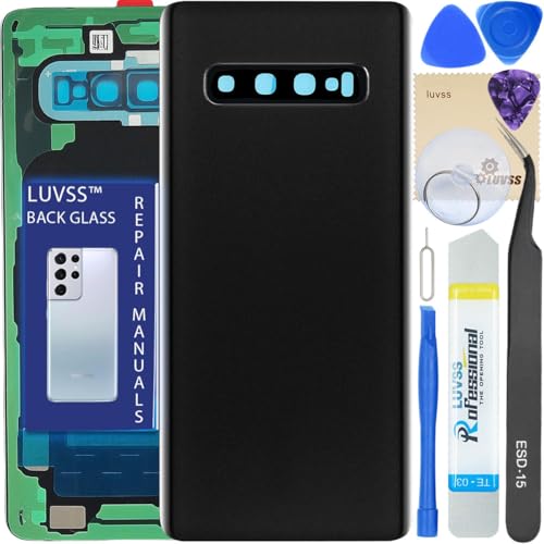 LUVSS Akkudeckel Kompatibel für Samsung Galaxy S10 Rückseite Glas Deckel Original Backcover Ersatz Reparatur Set SM-G973F/DS (Schwarz) von LUVSS