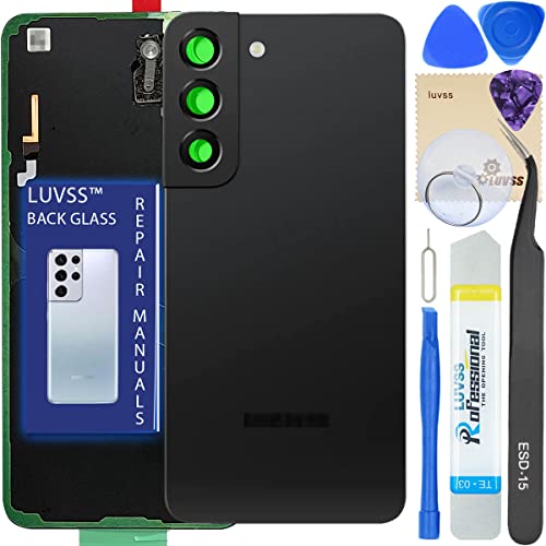 LUVSS Akkudeckel Kompatibel für Samsung Galaxy S22 5G Rückseite Glas Deckel Original Backcover Ersatz Reparatur Set SM-S901B/DS (Schwarz) von LUVSS