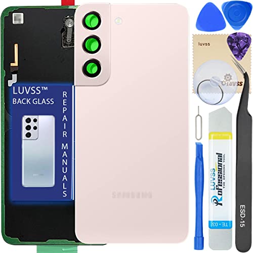 LUVSS Akkudeckel Kompatibel für Samsung Galaxy S22 5G 6.1 inches Rückseite Glas Deckel Original Backcover Ersatz Reparatur Set SM-S901 (Pink Gold) von LUVSS