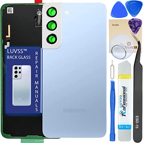 LUVSS Akkudeckel Kompatibel für Samsung Galaxy S22 5G 6.1 inches Rückseite Glas Deckel Original Backcover Ersatz Reparatur Set SM-S901 (Sky Blau) von LUVSS