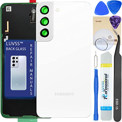 LUVSS Akkudeckel Kompatibel für Samsung Galaxy S22 5G 6.1 inches Rückseite Glas Deckel Original Backcover Ersatz Reparatur Set SM-S901 (Weiß) von LUVSS