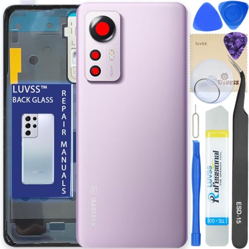 LUVSS Akkudeckel Kompatibel für Xiaomi 12 5G Rückseite Glas Deckel Backcover Ersatz Reparatur Set (Lila) von LUVSS