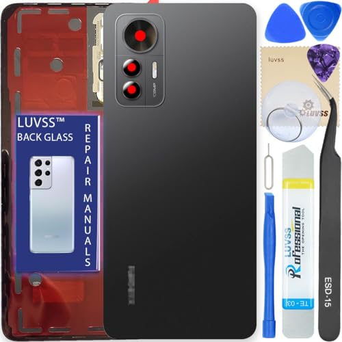 LUVSS Akkudeckel Kompatibel für Xiaomi 12 Lite Rückseite Glas Deckel Backcover Ersatz Reparatur Set (Schwarz) von LUVSS