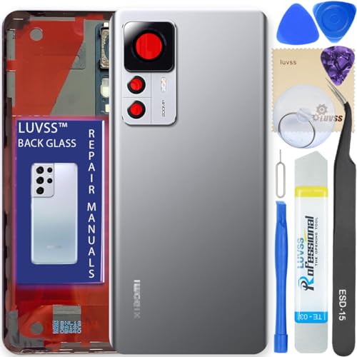 LUVSS Akkudeckel Kompatibel für Xiaomi 12T Pro 5G Rückseite Glas Deckel Backcover Ersatz Reparatur Set (Silber) von LUVSS