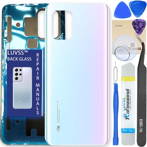 LUVSS Akkudeckel Kompatibel für Xiaomi Mi 10 Lite 5G Rückseite Glas Deckel Backcover Ersatz Reparatur Set (Weiß) von LUVSS