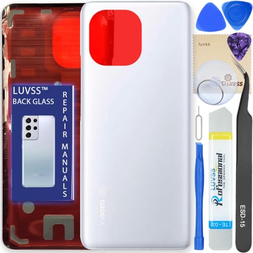LUVSS Akkudeckel Kompatibel für Xiaomi Mi 11 Rückseite Glas Deckel Backcover Ersatz Reparatur Set (Weiß) von LUVSS