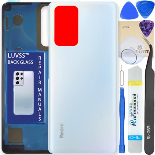 LUVSS Akkudeckel Kompatibel für Xiaomi Redmi Note 10 Pro Rückseite Glas Deckel Backcover Ersatz Reparatur Set (Blau) von LUVSS