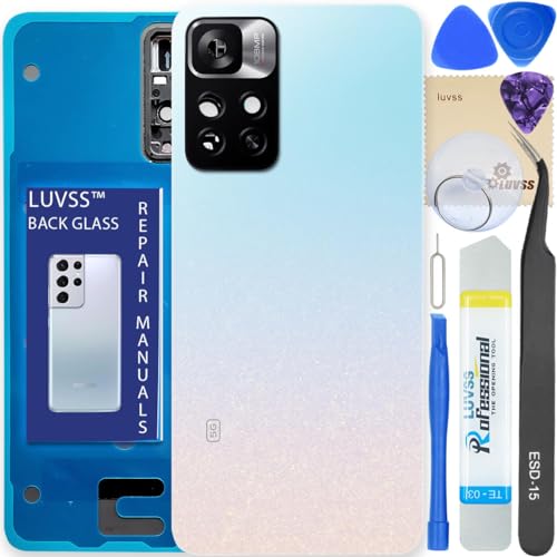 LUVSS Akkudeckel Kompatibel für Xiaomi Redmi Note 11 Pro+ Plus 5G Rückseite Glas Deckel Backcover Ersatz Reparatur Set (Weiß) von LUVSS