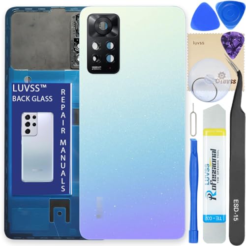 LUVSS Akkudeckel Kompatibel für Xiaomi Redmi Note 11 Pro 5G Rückseite Glas Deckel Backcover Ersatz Reparatur Set (Blau) von LUVSS