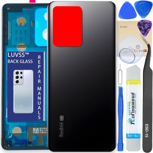 LUVSS Akkudeckel Kompatibel für Xiaomi Redmi Note 12 Pro+ Plus 5G Rückseite Glas Deckel Backcover Ersatz Reparatur Set (Schwarz) von LUVSS