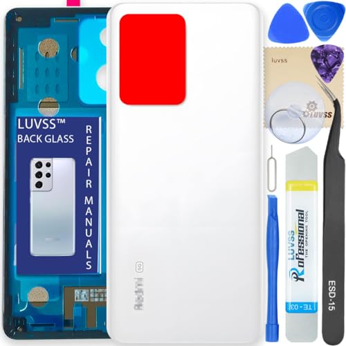 LUVSS Akkudeckel Kompatibel für Xiaomi Redmi Note 12 Pro+ Plus 5G Rückseite Glas Deckel Backcover Ersatz Reparatur Set (Weiß) von LUVSS