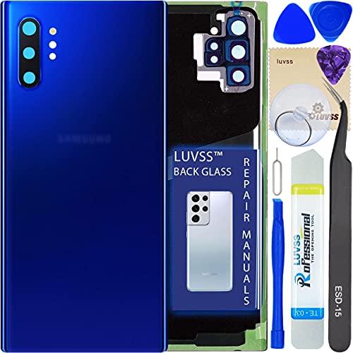 LUVSS Akkudeckel für Samsung Galaxy Note 10+ Plus N975 Rückseite Glas Deckel Original Backcover Ersatz Reparatur Set -Blau Aura Blue von LUVSS