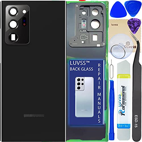 LUVSS Akkudeckel für Samsung Galaxy Note 20 Ultra SM-N986F Rückseite Glas Deckel Original Backcover Ersatz Reparatur Set -Mystic Black von LUVSS