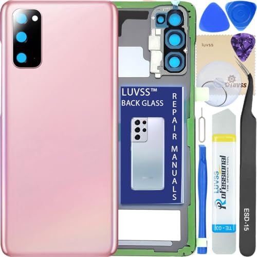 LUVSS Akkudeckel für Samsung Galaxy S20 Rückseite Glas Deckel Original Backcover Ersatz Reparatur Set SM-G981B G980B -Pink von LUVSS