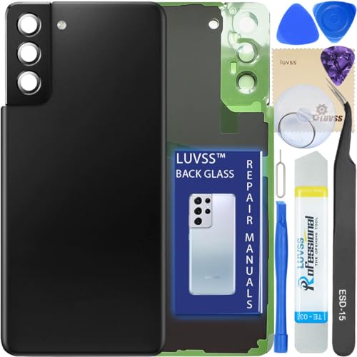 LUVSS Akkudeckel für Samsung Galaxy S21+ Plus Rückseite Glas Deckel Original Backcover Ersatz Reparatur Set SM-G996B -Schwarz von LUVSS