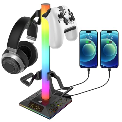 LUVZOOR RGB Kopfhörer Ständer, Headset Halter mit 2 USB-Anschlüsse und 3.5mm AUX Type C, Headset Halterung Kopfhörerständer Gaming Zubehör für alle Kopfhörer LUVZOOR RGB Kopfhörer Ständer, Headset Halter mit 2 USB-Anschlüsse und 3.5mm AUX Type C, Headset Halterung Kopfhörerständer Gaming Zubehör für alle Kopfhörer von LUVZOOR