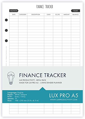 Lux Pro A5 Nachfüllpack – Finanz-Tracker – Lux-Produktivität von LUX PRODUCTIVITY