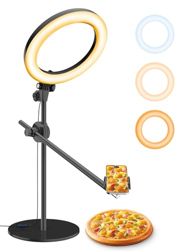 LUXSURE Overhead Stativ Handy mit Ringlicht, Handy Tischstativ mit Ringlicht, 10,5 Zoll Ringlicht mit Verstellbar Arm und Handyhalterung für Inhaltserstellung/Videoaufnahmen/Kochen/Makeup/Zeichnen LUXSURE Overhead Stativ Handy mit Ringlicht, Handy Tischstativ mit Ringlicht, 10,5 Zoll Ringlicht mit Verstellbar Arm und Handyhalterung für Inhaltserstellung/Videoaufnahmen/Kochen/Makeup/Zeichnen von LUXSURE