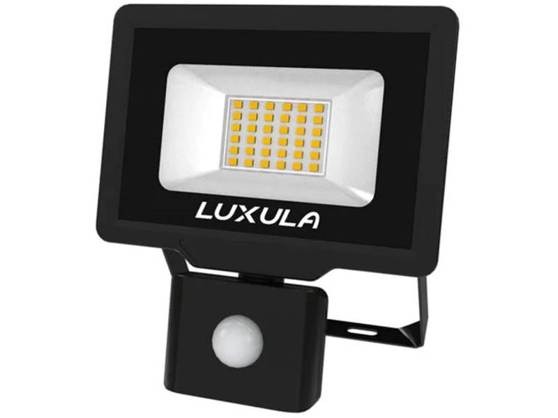 LUXULA LED-Fluter mit Bewegungsmelder, EEK: F, 30W, 3000lm, 4000K, schwarz von LUXULA
