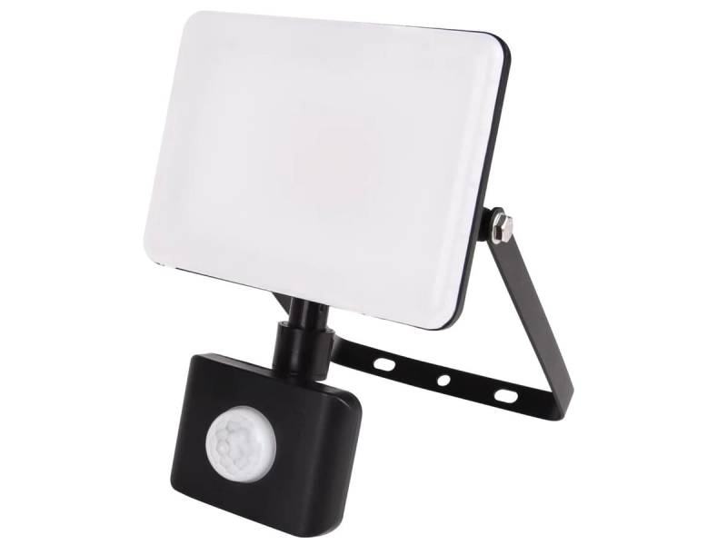 LUXULA LED-Fluter mit Bewegungsmelder, EEK: F, 30W, 3000lm, 4000K, IP55, mattschwarz von LUXULA