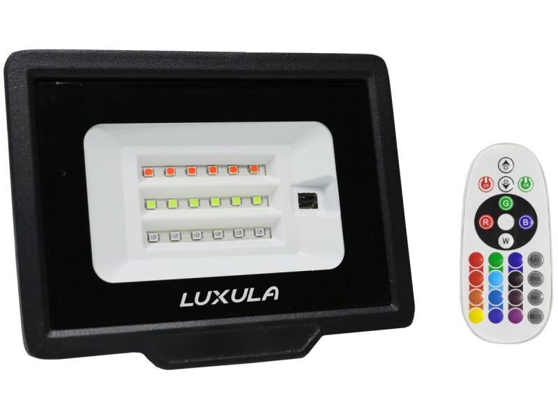 LUXULA RGB LED-Fluter LX400181, 20W, IP65, schwarz, mit Fernbedienung von LUXULA