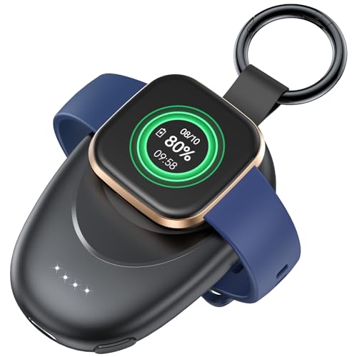 LVFAN Ladegerät für Fitbit Versa 4 & Sense 2, 1400mAh tragbares Powerbank-Ladekabel Ersatzzubehör, magnetischer Reise-Schlüsselanhänger Smartwatch-Ladestation für Fitbit Sense 2/Sense/Versa 4/Versa 3 von LVFAN