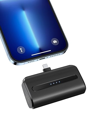 LVFAN Mini Powerbank for iPhone, 6600mAh Tragbares Ladegerät Mit Light-ning Port, Externe Handyakkus Portable Charger für iPhone 14/13/12/11/XR/XS/X/SE/8/7/6 und Airpods iPod - Schwarz von LVFAN