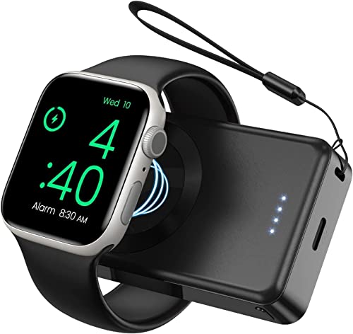 LVFAN Wireless Ladegerät für Apple Watch, 4000 mAh Magnetisches USB-C Ladegerät für iWatch, Kabelloses Power Bank für Apple Watch Serie 8 7 6 5 4 3 2 1 SE Ultra - Schwarz von LVFAN