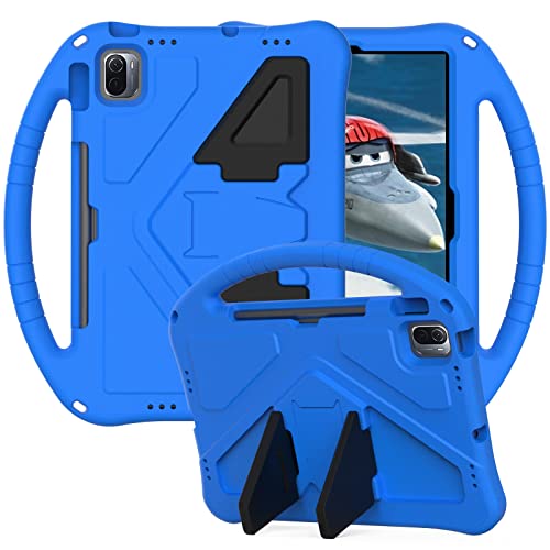 LVSHANG Schutzhülle für Kinder für Xiaomi Mi Pad 5/iPad 5 Pro 2021, für Kinder, Eva, stoßfest, leicht, sturzsicher, Ständer, Tablet-Hülle, Tablet-Hülle (Farbe: Blau) von LVSHANG