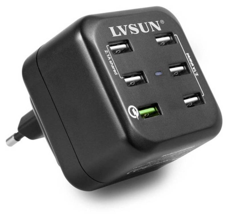 LVSUN LS-6USQ - 34,5 W 6 Ports USB Wall Fast Charger USB-Ladegerät von LVSUN