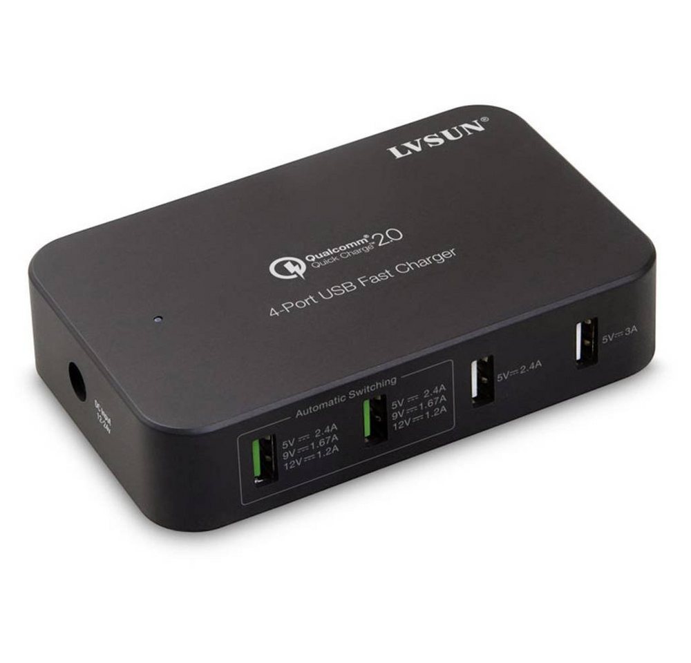LVSUN LS-Q4U black 58W 4-Ports QC2.0 USB-Ladegerät LVSUN LS-Q4U black 58W 4-Ports QC2.0 USB-Ladegerät von LVSUN