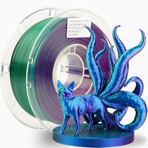 LVVJ3D Rapid PLA-Filament, 1,75 mm, dreifarbig, Seidenblau, Grün, Lila, Regenbogen-PLA-3D-Drucker-Filament, saubere Wunde Maßgenauigkeit +/- 0,03 mm, 1 kg/Spule LVVJ3D Rapid PLA-Filament, 1,75 mm, dreifarbig, Seidenblau, Grün, Lila, Regenbogen-PLA-3D-Drucker-Filament, saubere Wunde Maßgenauigkeit +/- 0,03 mm, 1 kg/Spule von LVVJ3D