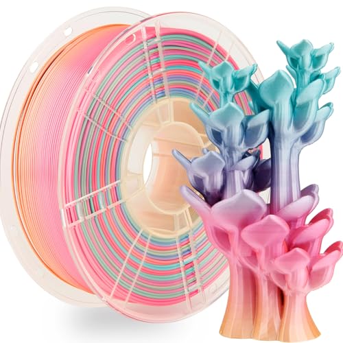 LVVJ3D Silk Rainbow PLA Filament 1.75mm, 3D Drucker Filament Rainbow Filament, Sauber Gewickelt Maßgenauigkeit +/-0.03mm, Candy Rainbow PLA 1KG/Spool von LVVJ3D