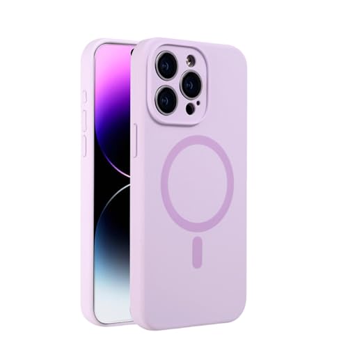 LVVLBBT Flüssigsilikon-Matthülle für iPhone 15 14 13 12 Pro Max, magnetisches kabelloses Laden, stoßfeste Rückseite, weiche Abdeckung (für iPhone 12/Lila) von LVVLBBT