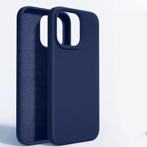 LVVLBBT Flüssigsilikonhülle für iPhone 15 14 11 13 12 Pro Max Mini Xr X Xs 8 7 6 Plus Handyhüllen Stoßfeste Softcover (Für iPhone 12ProMax/Marineblau) von LVVLBBT