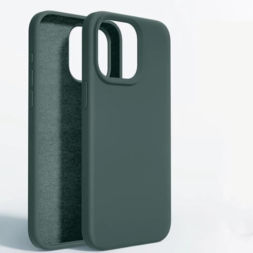 LVVLBBT Flüssigsilikonhülle für iPhone 15 14 11 13 12 Pro Max Mini Xr X Xs 8 7 6 Plus Handyhüllen Stoßfeste Softcover (Für iPhone 14 ProMax/Dunkelgrün) von LVVLBBT