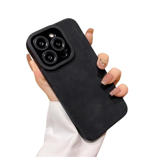 LVVLBBT Matte Leder-Silikonhülle für iPhone 14 Plus 12 13 Mini 11 16 15 Pro Max 7 8 XR X XS Objektivschutz Stoßfeste Abdeckung, Schwarz, Für iPhone XR von LVVLBBT