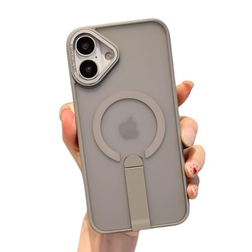 LVVLBBT Matte transparente Handyhülle mit Klapphalterung für iPhone 16e 16 15 14 Plus 13 12 Pro Max 11 Magnetische kabellose Ladehülle (für iPhone 13 Pro Max/Grau) von LVVLBBT