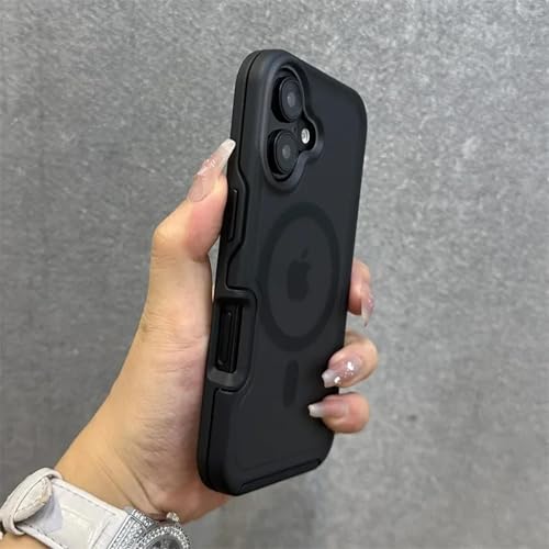 LVVLBBT Mattes, durchscheinendes Gehäuse für iPhone 16 15 14 13 Pro Max Plus 11 12, magnetische, Harte, stoßfeste Hülle (für iPhone 15/BlackDK) von LVVLBBT