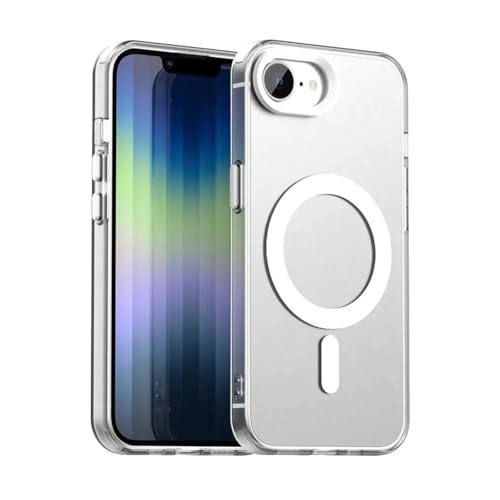 LVVLBBT Mattes magnetisches kabelloses Ladeetui, transparent, für iPhone 16 E 14 13 12 11 15 Pro Max Plus, stoßfeste Hülle (für iPhone 16SE4/Weiß) von LVVLBBT