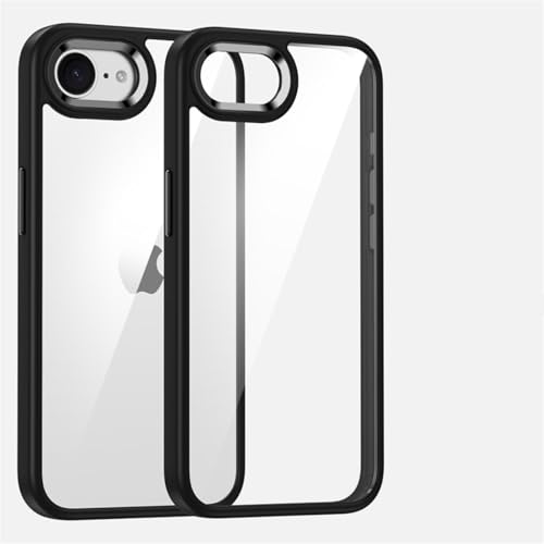 LVVLBBT Metallrahmenhülle für iPhone 16e Se 4 2025 16 15 14 11 13 12 Pro Max Plus Mini Transparente stoßfeste Stoßstangenabdeckung aus Acryl (Für iPhone 14/Schwarz) von LVVLBBT