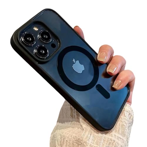 LVVLBBT Stoßfeste kabellose Ladehülle für iPhone 15 14 Plus 13 12 Mini 11 Pro X XR XS Max Transparente magnetische Stoßstangenabdeckung, Schwarz, Für iPhone 15Pro Max von LVVLBBT